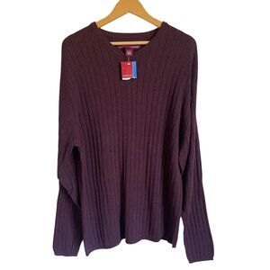 New! Merona Large Purple V-neck 100% Cotton Sweater Pullover